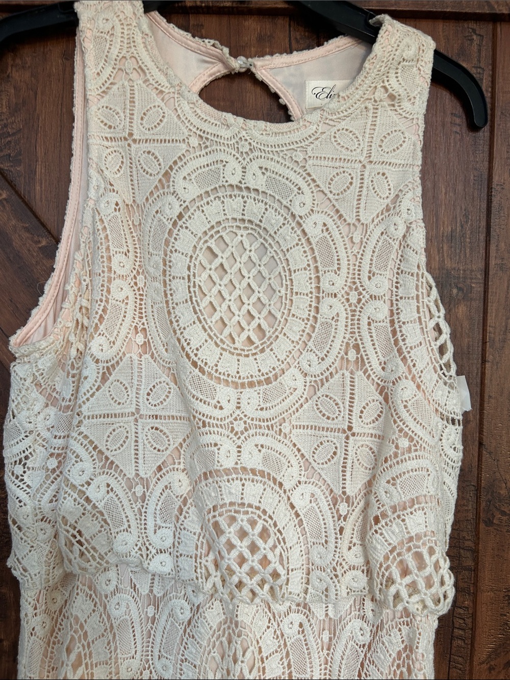 Eliza J Cream Lace Sleeveless Maxi Dress